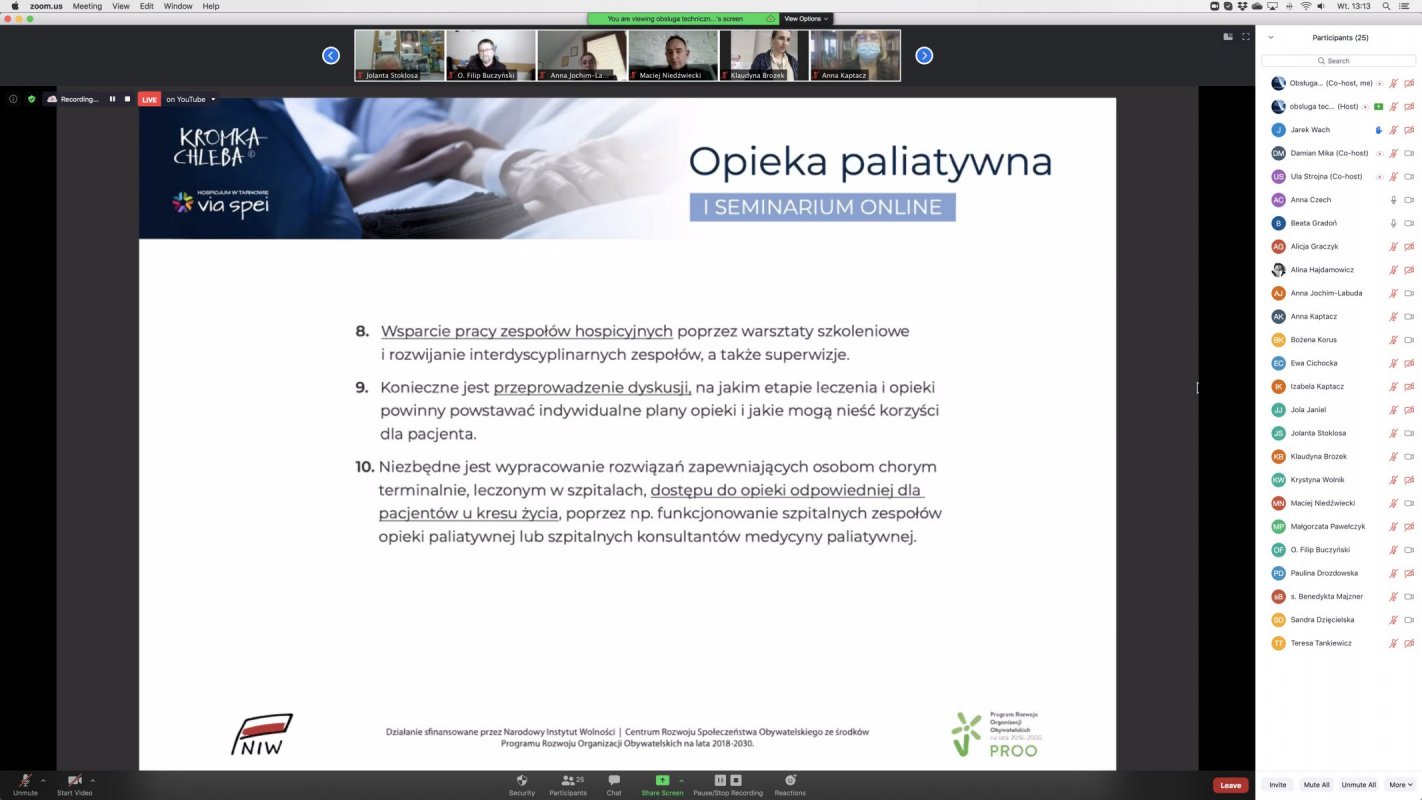 Seminarium w formie online – zrzut ekranu